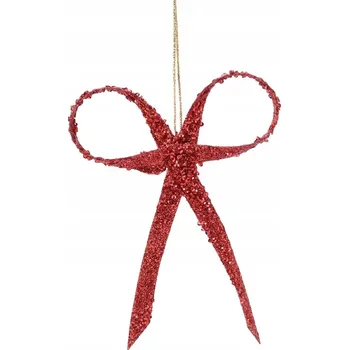 Vánoční dekorace Vánoční mašle na vánoční stromek červená 25 cm, lesklá ozdoba stromečku