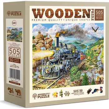 Puzzle Dřevěné puzzle železnice 505 dílků WOODEN CITY