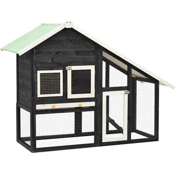 vidaXL Králíkárna 140 x 63 x 120 cm masivní jedlové dřevo [170868] Barva: Šedá a bílá