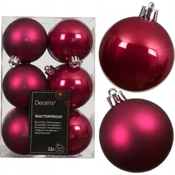 Vánoční dekorace Nerozbitné Fuchsia Plastové Vánoční Baňky na stromeček 12 ks 6 cm Ozdoby na vánoční stromek