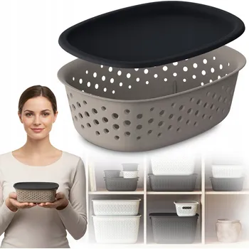 Úložný box Plastová Prolamovaná Nádoba Krabička Plastový Uzavíratelný S Víkem Box 0,8L