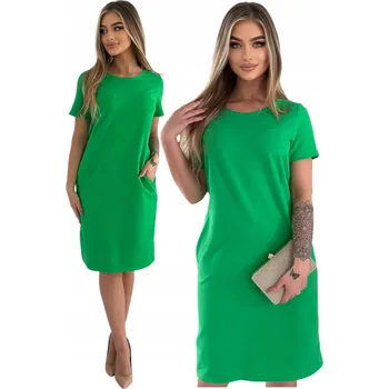 Dámské šaty ZELENÉ BAVLNĚNÉ SPORTOVNÍ ŠATY S KAPSY VELIKOST 40