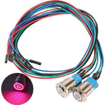 vypínač Kovový tlačítkový spínač 5A 60cm pro PC tlačítka červený