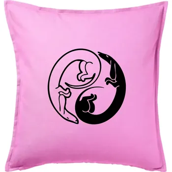 Polštář Jezevčíci - Jin jang - Polštář 50x50 - 50x50 - Pouze potah ( Růžová )