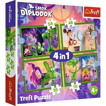 Puzzle PUZZLE 4V1 SVĚT DINOSAURA DIPLODOCUS TREFL