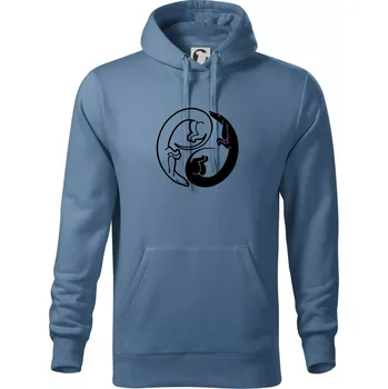 Pánská mikina Jezevčíci - Jin jang - Mikina pánská Cape s kapucí - 5XL ( Denim )