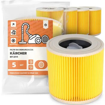 Filtr do vysavače 5x FILTR do VYSAVAČE Kärcher NT 27/1 Vzduchový Účinný FILTRY EM-W