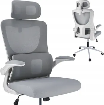 OTOČNÁ KANCELÁŘSKÁ ŽIDLE KŘESLO DO KANCELÁŘE PRÁCE ŠEDÁ NASTAVITELNÁ