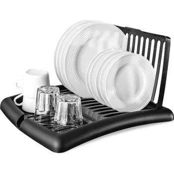 Odkapávač na nádobí SKLÁDACÍ SUŠÁK NA NÁDOBÍ S ODKAPÁVAČEM, ČERNÝ, DO KUCHYNĚ