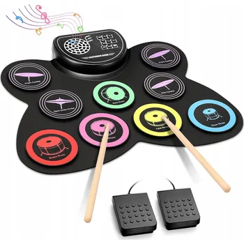 Hudební nástroj pro děti ELEKTRONICKÉ BICÍ PRO DĚTI 9 PADŮ BLUETOOTH REPRODUKTOR OD 3 LET