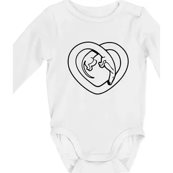 Jezevčík srdce - obrys - Body kojenecké s dlouhým rukávem - Dlouhý r. do 3 měs ( Bílá )