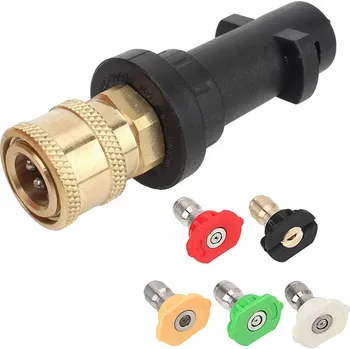 Příslušenství pro vysokotlaký čistič RYCHLOSPOJKA ADAPTÉR PŘECHODKA 1/4 BAYONET pro Karcher K2-K7 + 5 TRYSKY PRO MYČKU