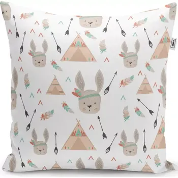 Polštář Sablio Polštář Zajíci u stanu - 40x40 cm