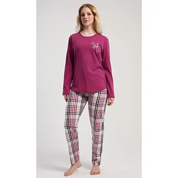 Dámské pyžamo Dámské pyžamo dlouhé Andrea - malinová - M