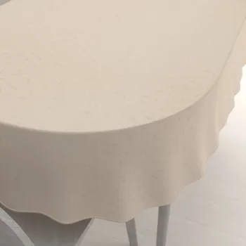 ubrus Teflonový oválný ubrus TF-025 Pnoucí lístky - béžový 100x140 cm