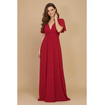 Dámské šaty EVA & LOLA Společenské šaty pro družičky TACHA červené Barva: Červená, Velikost: S