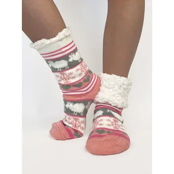 Dámské ponožky Dámské termo vlněné ponožky OVEČKA v růžové barvě, VELIKOST 35 - 38
