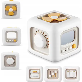 Hračka pro nejmenší SMYSLOVÁ VZDĚLÁVACÍ KOSTKA AKTIVIT BUSY CUBE 6V1 MONTESSORI UČENÍ