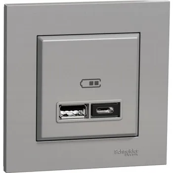 Elektrická zásuvka USB zásuvka do zdi Schneider Electric šedá