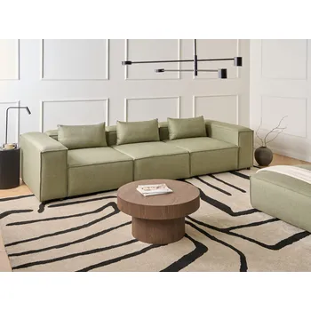 Pohovka 3místná modulární pohovka světle zelená látkové čalounění moderní pohovka do obývacího pokoje Beliani