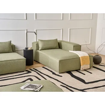 Křeslo Lenoška světle zelená látkové čalounění levostranná s polštářem moderní styl obývací pokoj Beliani