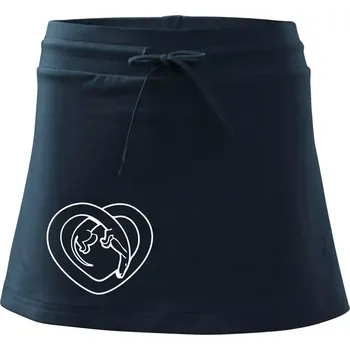 Dámská sukně Jezevčík srdce - obrys - Sportovní sukně - two in one - L ( Námořní modrá (velmi tmavá - téměř černá) )
