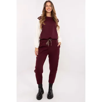 Vínová dámská viskózová tepláková souprava s leopardími pruhy IT-KMPL-9838.27-bordo Velikost: ONE SIZE