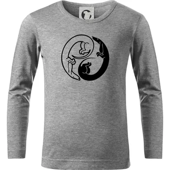 Chlapecké tričko Jezevčíci - Jin jang - Triko dětské Long Sleeve - 146 cm/10 let ( Tmavě šedý melír )