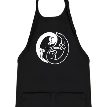 Kuchyňská zástěra Jezevčíci - Jin jang - Dětská zástěra na vaření - Univerzální velikost ( Černá )