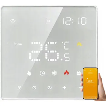 Termostat Chytrý termostat WiFi Tuya pro elektrické podlahové topení, LCD, 16A, BÍLÝ