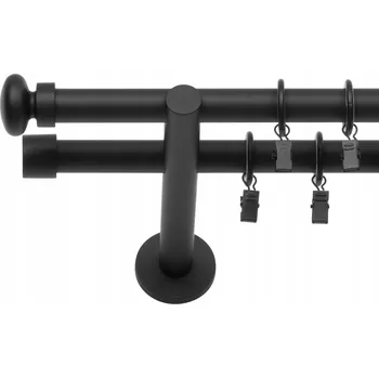 Obraz GARNÝŽ DVOJITÁ 140 CM 19 MM ČERNÝ MAT SIGMA TICHÁ KOLEČKA NA ŽABKY