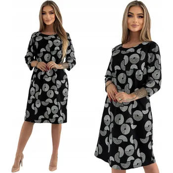 Dámské šaty KRÁSNÉ BAVLNĚNÉ ŠATY S BÍLÝM VZOREM, VELIKOST 44