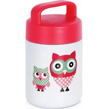 Termoska OBĚDOVÝ TERMOSKA PRO DĚTI NA JÍDLO POLÉVKU OCELOVÝ SOVA NÁDOBA 450ML