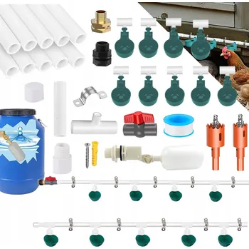 Vrták AUTOMATICKÝ NAPÁJECÍ SYSTÉM PRO KUŘATA – SADA 9 HRNKŮ A PVC TRUBEK