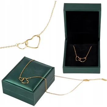 Řetízek Řetízek Dvě srdce z 18K zlacené chirurgické ocel + krabička Zlatá