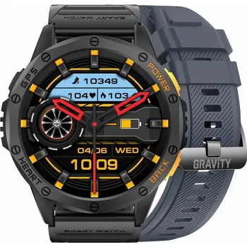 Chytré hodinky CHYTRÉ HODINKY PÁNSKÉ GRAVITY GPS SPORTOVNÍ 2 SILIKONOVÉ ŘEMÍNKY ČERNÁ TMAVĚ MODRÁ