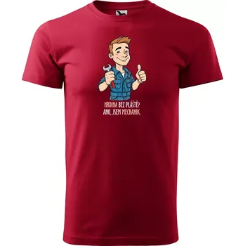 Pánské tričko Sablio Tričko s potiskem pro mechanika Hrdina bez pláště? Ano, jsem mechanik - červené 2XL