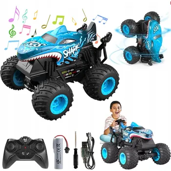 RC model auta RC AUTO NA DÁLKOVÉ OVLÁDÁNÍ PRO DĚTI 2.4GHZ MONSTER TRUCK LED 360° MODRÉ