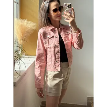 Dámská vesta BudesIN Starorůžová jeansová bunda Rosalia Velikost: XXL