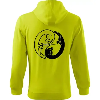 Pánská mikina Jezevčíci - Jin jang - Mikina s kapucí na zip trendy zipper - 3XL ( Limetková )