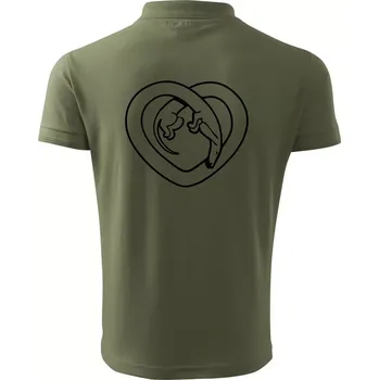 Pánská košile Jezevčík srdce - obrys - Polokošile pánská Pique Polo 203 - 4XL ( Khaki )