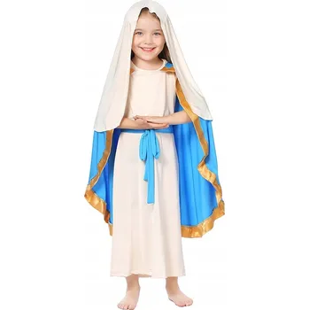 Karnevalový kostým KOSTÝM KOSTÝM MATKY MARIE PLÁŠŤ DĚTSKÝ KOSTÝM BÍLÉ ŠATY M