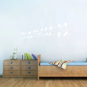 samolepka Sablio Samolepka na zeď: Ptáci na drátě - 60x22 cm