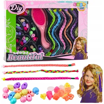 kreativní sada Sada na zdobení vlasů: Copánky, korálky, barevné DIY