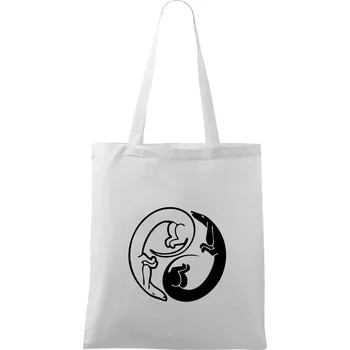 Jezevčíci - Jin jang - Taška bavlněná - 42 x 38 cm ( Bílá )