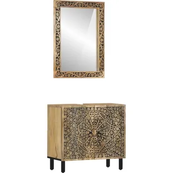 Koupelnový nábytek 2dílná koupelnová sestava masivní mangovníkové dřevo Hnědá3206313