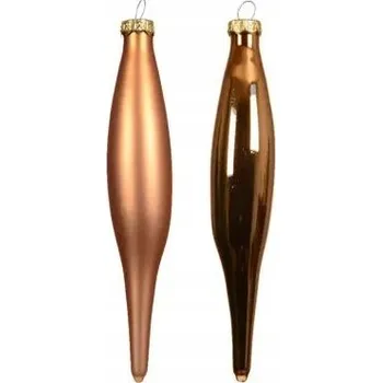 Vánoční dekorace Skleněné světle hnědé rampouchy 15 cm ozdoby na stromeček 6 Ks vánoční vánoční baňky