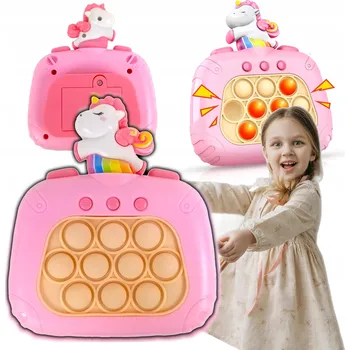 POP IT HRA POP IT DOVEDNOSTNÍ ANTISTRESOVÁ pexeso JEDNOROŽEC světlo zvuk růžová