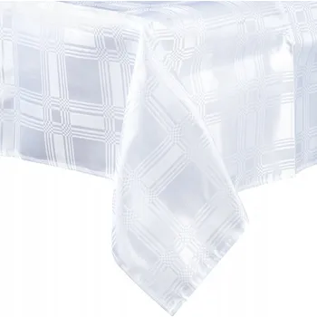 ubrus UBRUS PLAMOODOLNÝ NA STŮL OBDÉLNÍKOVÝ HLADKÝ ELEGANTNÍ BÍLÝ 180X130