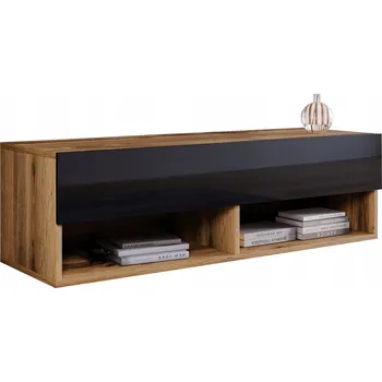 Televizní stolek Moderní TV stolek 100 cm wotan/černý lesk stojící/závěsný s LED